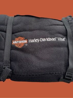 Harley Davidson Portable Roll-Up Fleece Blanket Throw Embroidered New In Bag